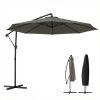 10 ft Offset Patio Umbrella with Cover, Hanging Cantilever Umbrella with 360Â° Rotation, Crank Handle, Tilt, Gray