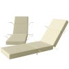 Set of 2 Chaise Lounge Cushion, 4" Thick Outdoor Lounge Chair Cushions with Ties for Patio, 21" x 72â€¯", Cream White