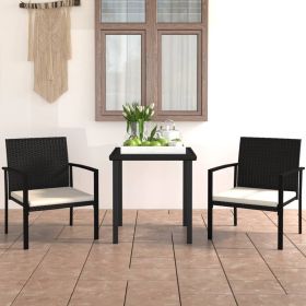 3 Piece Patio Dining Set Poly Rattan Black