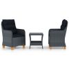Garden Lounge Set Dark Grey Poly Rattan Medium Removable Covers
