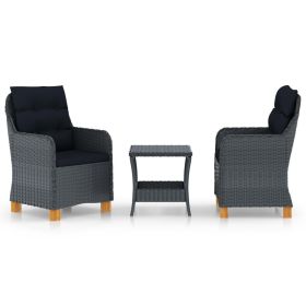 Garden Lounge Set Dark Grey Poly Rattan Medium Removable Covers