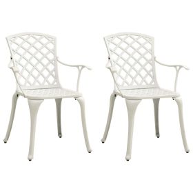 Patio Chairs 2 pcs Cast Aluminum White