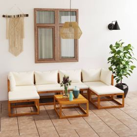 Patio Lounge Set Cream Solid acacia wood 7 Piece Set Modular