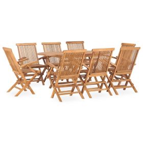 Outdoor Dining Set Natural Teak Solid Teak Wood Medium Foldable