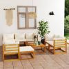 Garden Lounge Set Cream cushions, Natural wood frame