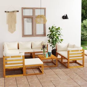 Garden Lounge Set Cream cushions, Natural wood frame