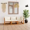 Garden Sofa Cream Solid acacia wood 3-seater Modular