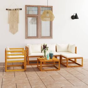 Garden Lounge Set Cream Solid acacia wood Standard Modular