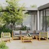 Garden Lounge Set Dark Gray, Brown Solid Acacia wood, 100% polyester