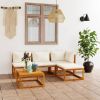 Garden Lounge Set Cream Solid Acacia wood Medium Modular