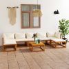 Garden Lounge Set Cream Solid acacia wood with an oiled finish