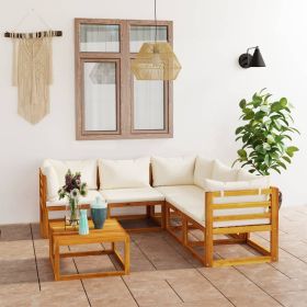 Garden Lounge Set Cream Solid acacia wood Modular