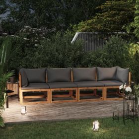 Garden Sofa Dark grey Solid acacia wood, 100% polyester 4-seater