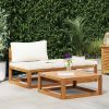 Garden Lounge Set Cream, Acacia Wood Brown