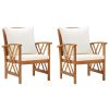 Garden Chair Set of 2 Cream White, Brown