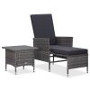 2 Piece Patio Lounge Set with Cushions Poly Rattan Gray