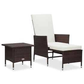 2 Piece Patio Lounge Set with Cushions Poly Rattan Brown