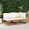 Sofa Set Cream White, Natural Wood
