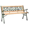Garden Bench Natural Wood, Green Solid Firwood, Cast Iron, PVC