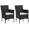 Rattan Chair Set of 2 Black Poly Rattan and Steel