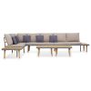 Garden Lounge Set Brown and Grey Solid Acacia Wood, Steel, Polyester
