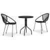 Bistro Set Black PVC rattan, steel, glass 3-piece set Stackable