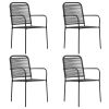 Garden Chair Set of 4 Black Cotton rope Standard