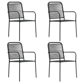 Garden Chair Set of 4 Black Cotton rope Standard