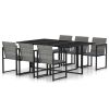 Outdoor Dining Set Gray Poly Rattan 7 Piece Removable Covers