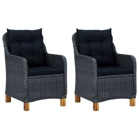 Garden Chair Set of 2 Dark Grey Round PE Rattan Standard