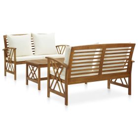 Garden Lounge Set Cream white, Natural wood Solid acacia wood