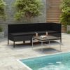 Outdoor Furniture Set Black PE rattan, powder-coated steel, polyester