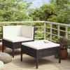 Garden Furniture Set Black and Cream White