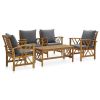 Garden Lounge Set Dark grey cushions, natural wood color