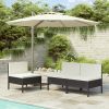 Garden Chair Set of 3 Black, Cream White