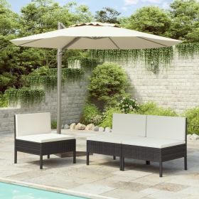Garden Chair Set of 3 Black, Cream White