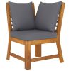 Sectional Corner Sofa with Dark Gray Cushion Solid Acacia Wood