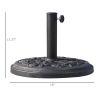 Round Resin Umbrella Base 18", Rose Floral Pattern, Market Parasol Stand for Φ1.5", Φ1.89" Pole - Bronze