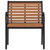 Garden Chair Set of 2 Black and Brown Steel and WPC Standard