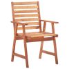Outdoor Chair Set of 2 Beige Cushion, Brown Wood