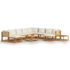 Garden Lounge Set Cream Solid Acacia Wood, Polyester Large