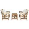 Garden Lounge Set Cream white, Natural wood Solid acacia wood