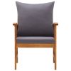 Garden Chair Set of 2 Dark grey cushions Solid acacia wood Medium