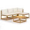 Garden Lounge Set Cream Solid Acacia wood Medium Modular