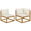Sofa Set Cream White, Natural Wood