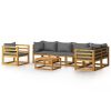 Garden Lounge Set Dark Gray, Brown Solid Acacia wood, 100% polyester