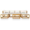 Patio Lounge Set Cream Solid acacia wood 7 Piece Set Modular
