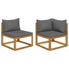 Sofa Set Dark Grey Solid Acacia wood, Dark Grey fabric Standard