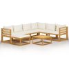 Garden Lounge Set Cream Solid Acacia wood and fabric 8 Piece Set