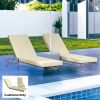 Set of 2 Chaise Lounge Cushion, 4" Thick Outdoor Lounge Chair Cushions with Ties for Patio, 21" x 72â€¯", Cream White